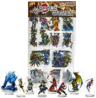 Arcknight Flat Plastic Miniatures: Legendary Games Sampler; 62 Unique Minis for DND 5e and Pathfinder; Affordable, Skinny Figurines for Dungeons and Dragons and Other Tabletop RPG Games