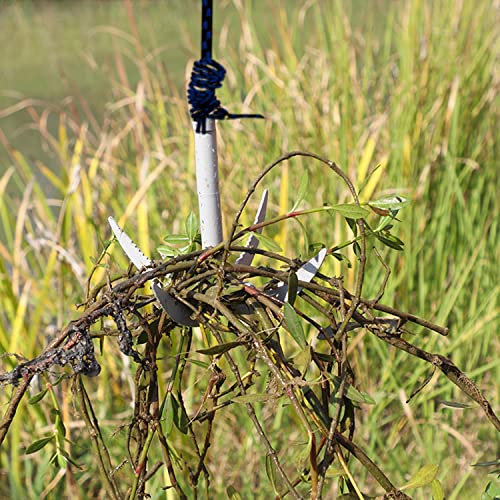 AMONENZ Faltanker, 4 Haken Seegras-Stiefelanker, mit 10 m Seil und Seilgriff, Länge Ausgeklappt 21 cm, Verdickte Zacken, Stark und Langlebig, Weit Verbreitet für die Seegras-Reinigung vor dem Angeln