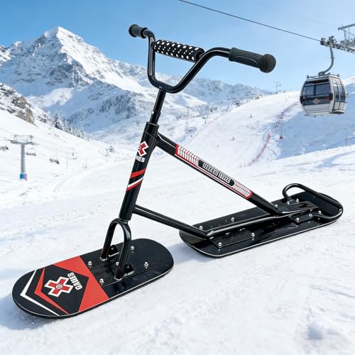 HNBYLMM Snow Scooter Sled for Adult, Sliding Ski Snowboard with Handle, Snow Board Sled, Snow Skate for Winter Outdoor Sports, Professional Snowmobile for All Terrains, 330 LBs Capacity B