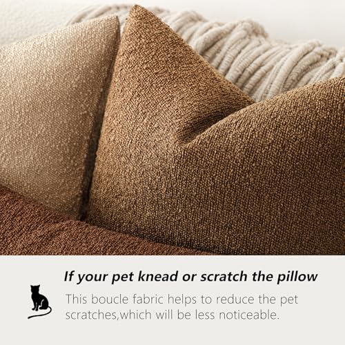 Foindtower Decorative Textured Boucle Throw Pillow Covers Accent Solid Pillow Cases Neutral Soft Cozy Couch Cushion Case for Chair Sofa Bedroom Living Room Home Decor 24x24 Inch,1PC,Hazel Brown - Image 4