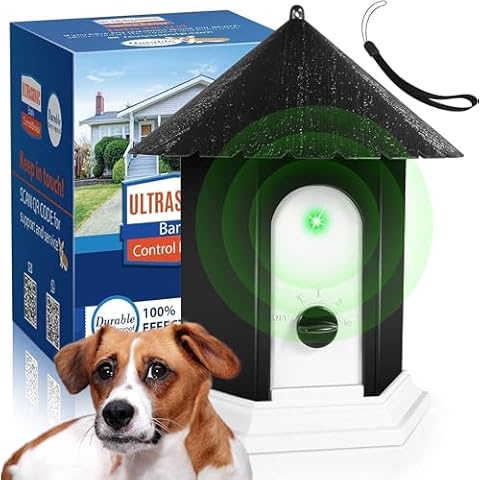 Anti Barking Control Device, Dog Bark Deterrent Devices with 4 Modes, Dog Silencer Bark Box Pet Gentle Anti Barking Device Weatherproof Birdhouse Cover