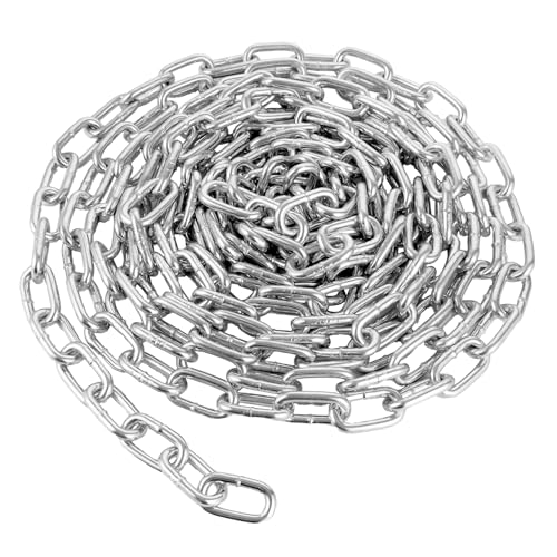 WOPPLXY Chaine Acier, Chainette Metal Robustes 6m Ø 6mm, Chaîne Acier Galvanisé pour Corde à Linge, Décoration DIY, Plantes Suspendues, Antivol De Vélo