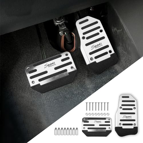 PACLVIO 2PCS Non-Slip Car Pedal Covers, Premium Aluminum Alloy Gas and Brake Pedals Covers for Safe...
