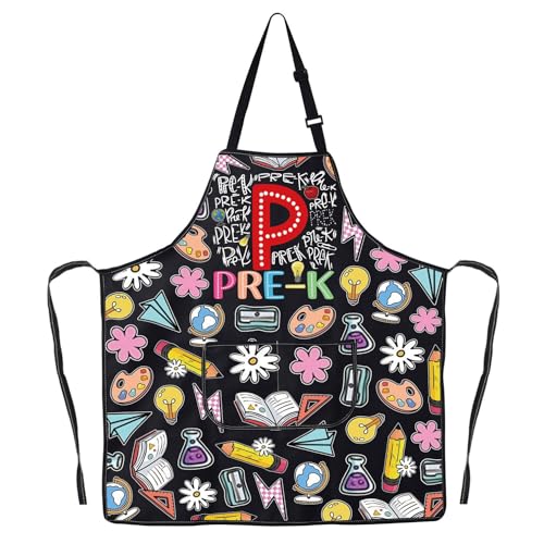 JNIAP Kindergarten Teacher Apron Preschool Teacher Apron With Pockets Educator Of Tiny Humans Kindergarten Teacher Gifts (PRE K ap)