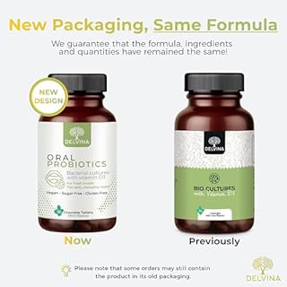 Delvina Oral Probiotics for Bad Breath Treatment for Adults - 90 Vegan Chewable Tablets for Oral Health, Teeth and Gums - Dental Probiotics for Fresh Breath - with Vitamin D3 - Mint - 3 Month Supply