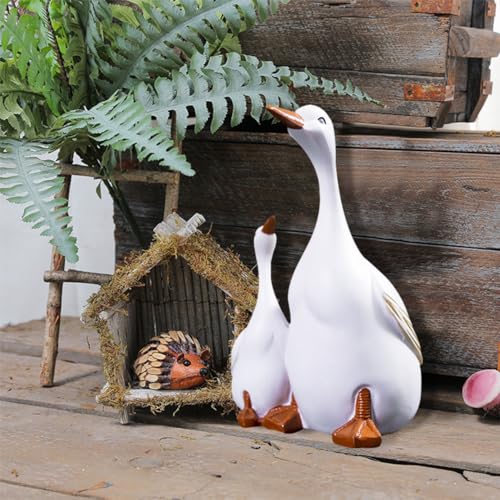 DeryArcle Duck Garden Statue, 3.4in Goose Resin Figurine