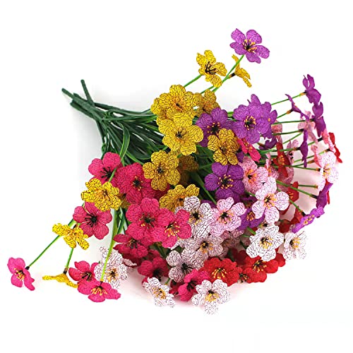 Yosichy Artificial Flowers Outdoors Uv Resistant Fake Flowers No Fade Faux Plants Garden Porch Window Box Decorating 12 Bundles (Red) #TOP6