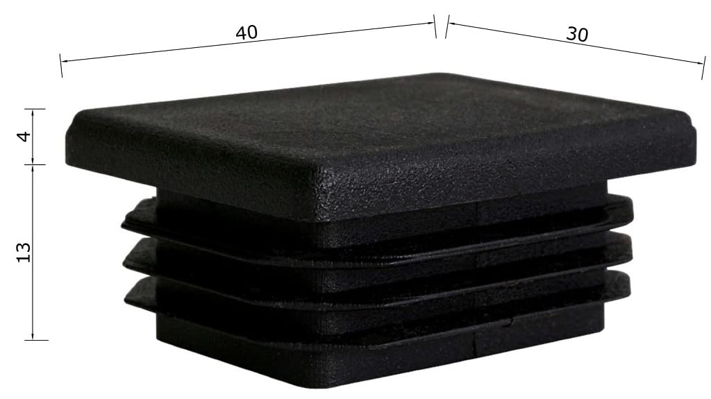 TIBU Zatyczki lamelowe prostokątne zaślepki do rur, zaślepki do rur, osłona, prostokątne, 50 sztuk, rury prostokątne, 40 x 30 x 2 mm
