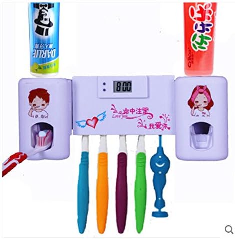Automatic Squeezing Plastic Toothpaste Dispenser Toothbrush Holder Family Set image 3