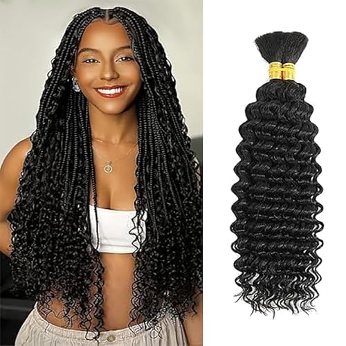 Boho Braids cheveux naturels Deep Wave extensions premium sans trame 20 pouces noir #1B