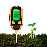 Justmetr [2021 Upgrade Soil PH Meter, 4-in-1 Soil Tester Moisture, Digital Plant Thermometer Test, Moisture Meter Light and PH Tester for Potted Plants, Gardens, Lawns