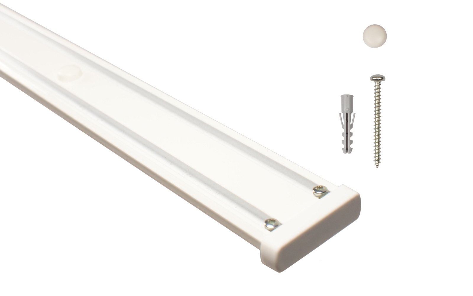 iso-design Gardinenschienen 2 läufig aus Aluminium in weiß - vorgebohrt, Deckenschiene, Vorhangschiene, 260 cm (2 x 130 cm)