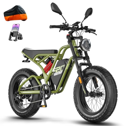 Fafrees F20 Ultra E Bike Elektrofahrrad, 48V 25Ah Akku, City E-Bike 20'*5.0 Dicke Reifen, EU-zugelassen (L1e-B), Fatbike Freins Hydrauliques, Mountainbike Reichweite 140Km, Traglast 130Kg (Grün)