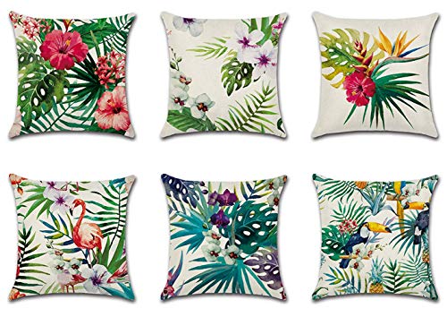 Tebery Set di 6 Federe per Cuscino Tropicale