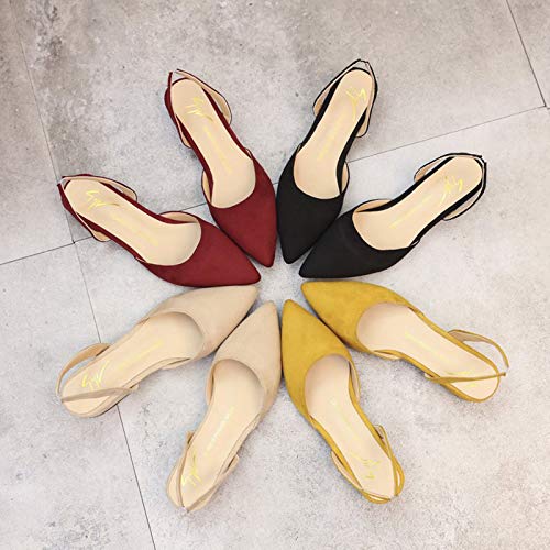 Faxiang Womens Pointed Toe Low Heel Sandals Spring Summer Casual Solid Pointed Toe Buckle Pump Single Shoes #TOP6