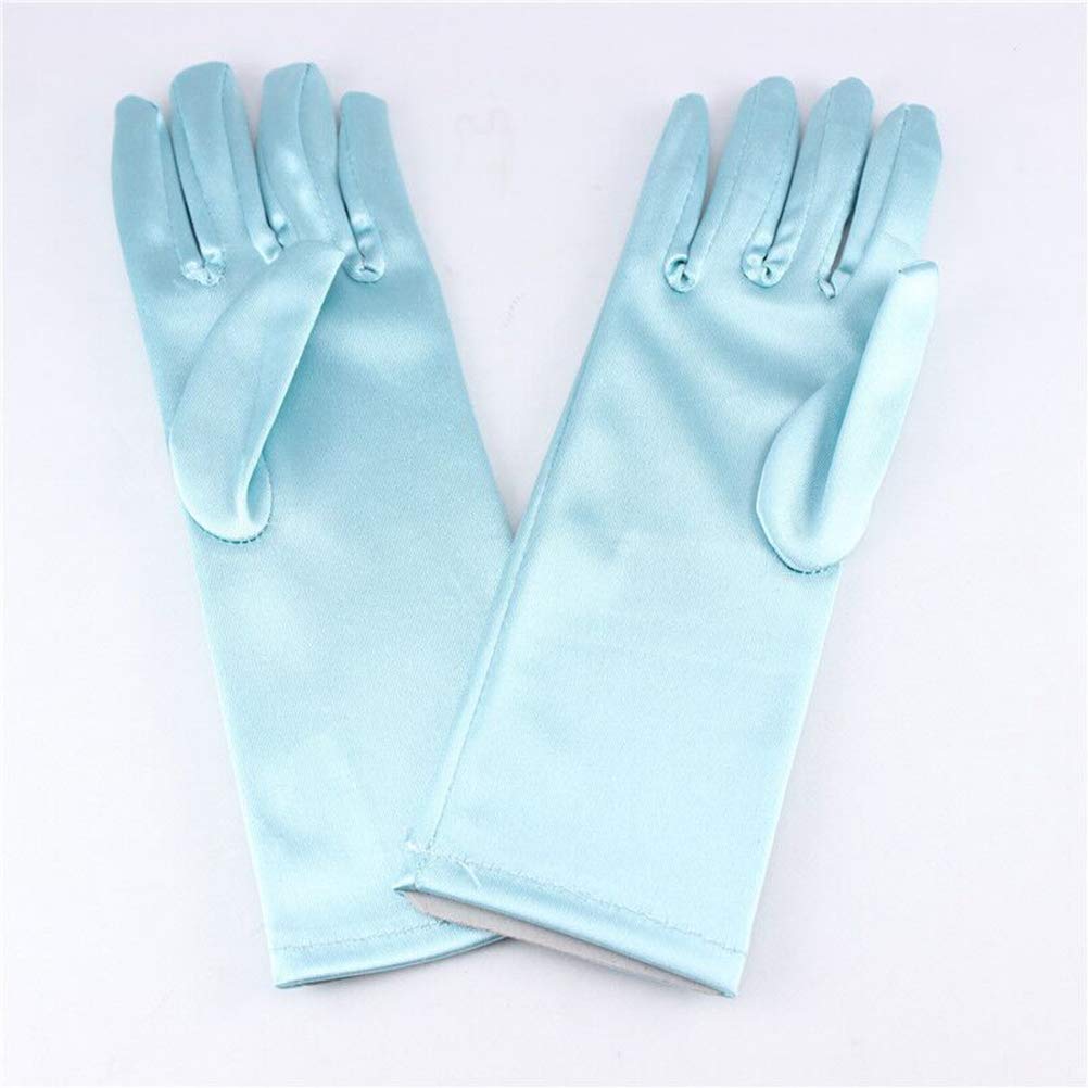 Guantes de princesa Elsa de satén para vestir, accesorios de fotografía para fiestas, niños 4-12 años