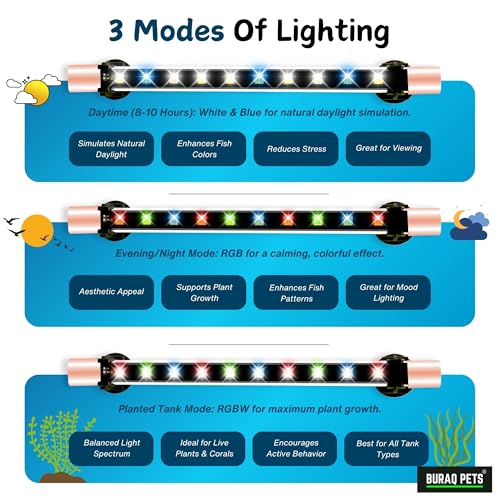 Image of Buraq Mix Color Aquarium Fish Tank Light-For Making Your Fish Tank Superior|Waterproof Ip68 Rated|Light Fully Submersible Decorative Lamp (Can Be Used Up To 2.5 Ft Tank,Mix Color) - Glass,Led