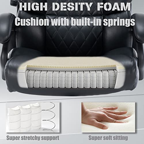 Hesl Big And Tall Office Chair With Adjustable Lumbar Support Heavy Duty Office Chair 400 Lb Capacity Executive Office Chair For Heavy People With Quiet Rubber Wheels Ergonomic Office Chair #TOP1