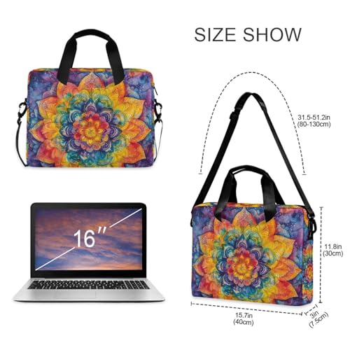 Maletín para portátil con patrón mandala amarillo y azul 13-15.6 pulg miniatura 5