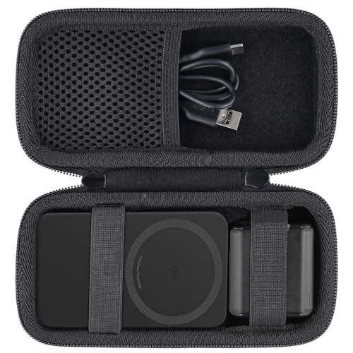 khanka Hard Travel Case Replacement for Anker MagGo 6.6k/10K Magnetic Power Bank/Anker MagGo USB-C Adapter,10k Power Bank,Case Only(Black).