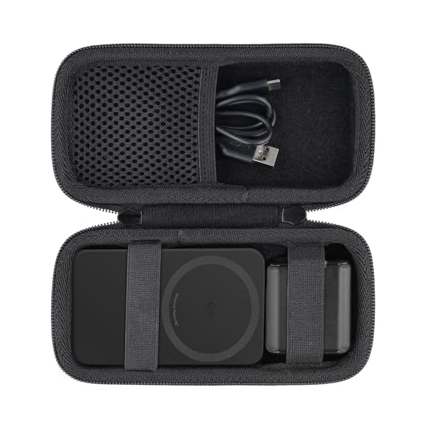 khanka Hard Travel Case Replacement for Anker MagGo 6.6k/10K Magnetic Power Bank/Anker MagGo USB-C Adapter,10k Power Bank,Case Only(Black).