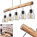 Produktbild HOFSTEIN Pendelleuchte Gondo, Hängelampe aus Metall/Holz in Schwarz/Braun, 5-flammig, E27, Lampenschirme in Gitteroptik, Höhenverstellbar bis max. 140 cm, modernes industrial Design, Küche, Wohnzimmer