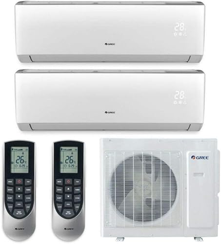 GREE 18,000 Multi + Ultra Vireo 23 SEER Sistema de división dual sin conductos (9-12) Wi-Fi incorporado