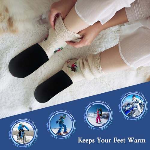 2 Pairs Neoprene Toe Covers for Cycling Skiing Ice Bath, Reusable Feet Toe Caps Socks for Cycling, Hiking, and Camping Thermal Toe Socks(Black + Grey)3