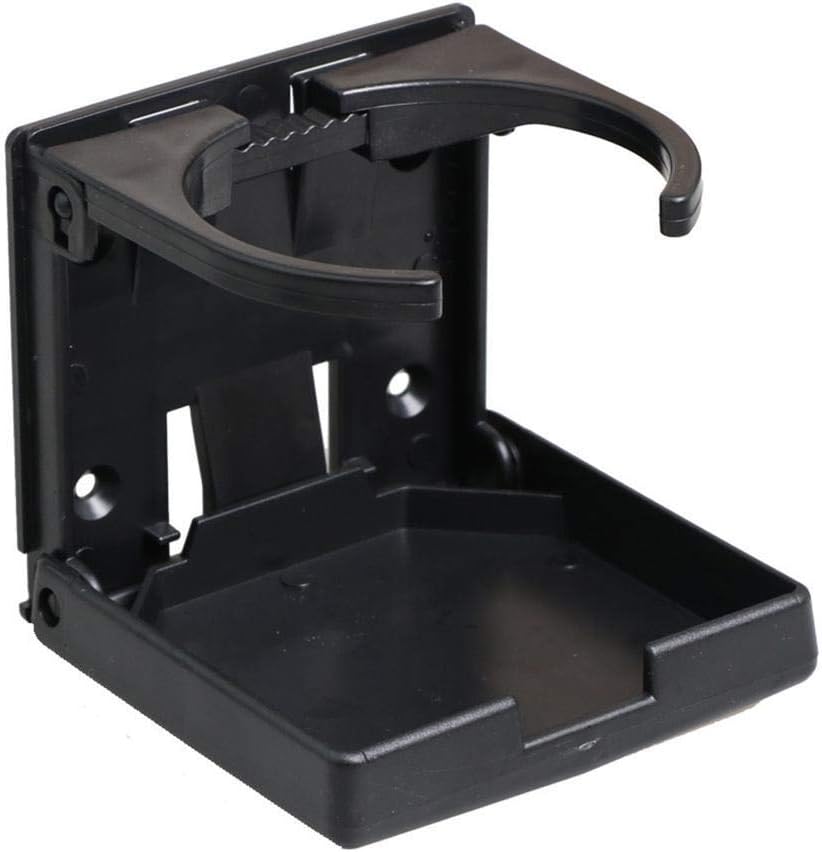2PCS Adjustable Folding Drink Holder with Screws and Tapes, Folding Automotive Cup Holders for Car Truck Boat Van. (Black)