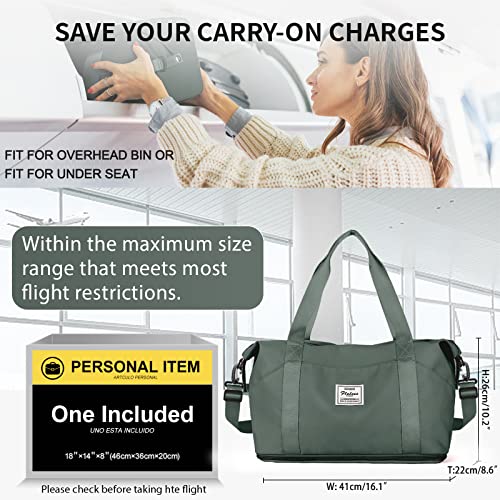 Travel Duffel Bag, Sports Tote Gym Bag, Carry On Bag Shoulder Weekender Overnight Bag For Women With Trolley Sleeve, Green #TOP2