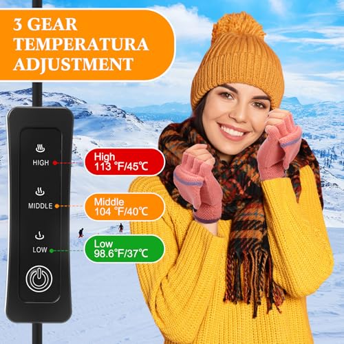 Guantes térmicos sin dedos contra el frío de invierno JaGely USB 3
