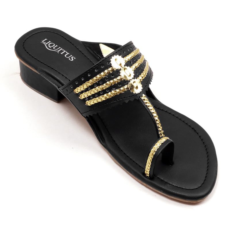 Image of Handcrafted Heeled Kolhapuri Sandals