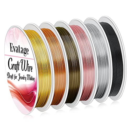 20 Gauge Jewelry Wire for Jewelry Making Evatage 6 Rolls Craft Wire Tarnish Resistant Copper Beading Wire for Jewelry Making Supplies and Crafts