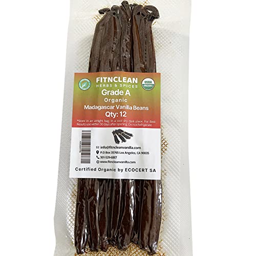image for FITNCLEAN HERBS AND SPICES 12 Organic Madagascar Vanilla Beans Grade A