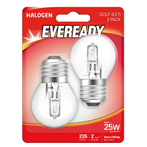 Eveready ECO Halogen 20W (25W Equivalent) Mini Globe E27 Cap Light Bulb, Pack of 2, 25 W