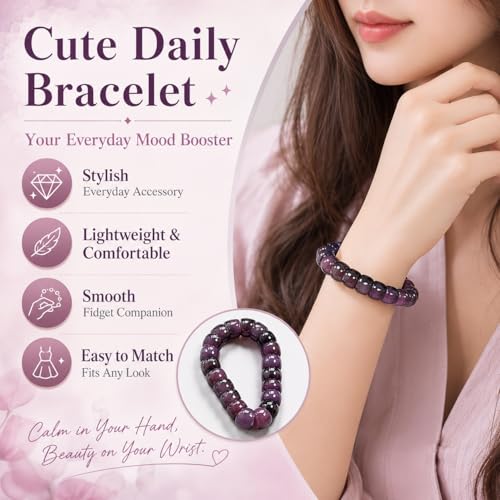 Image of Fidget Bracelet Bodhi Seed Bracelets Anxiety Fidget Bracelets Protection Healing Stretch Alleviate Anxiety Stress Protection Healing Bodhi Jewelry Gifts for Women Men