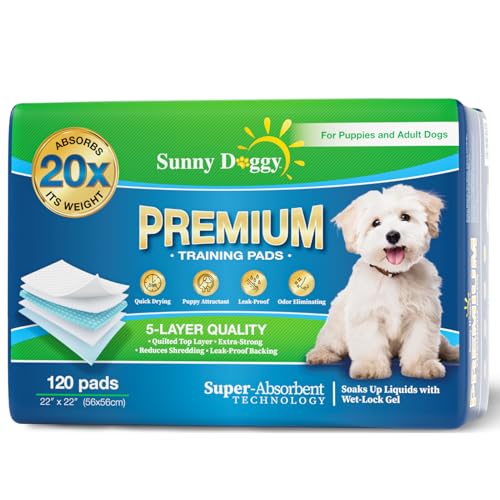 SUNNY DOGGY Pee Pads for Dogs Large 22”x 22”, 120