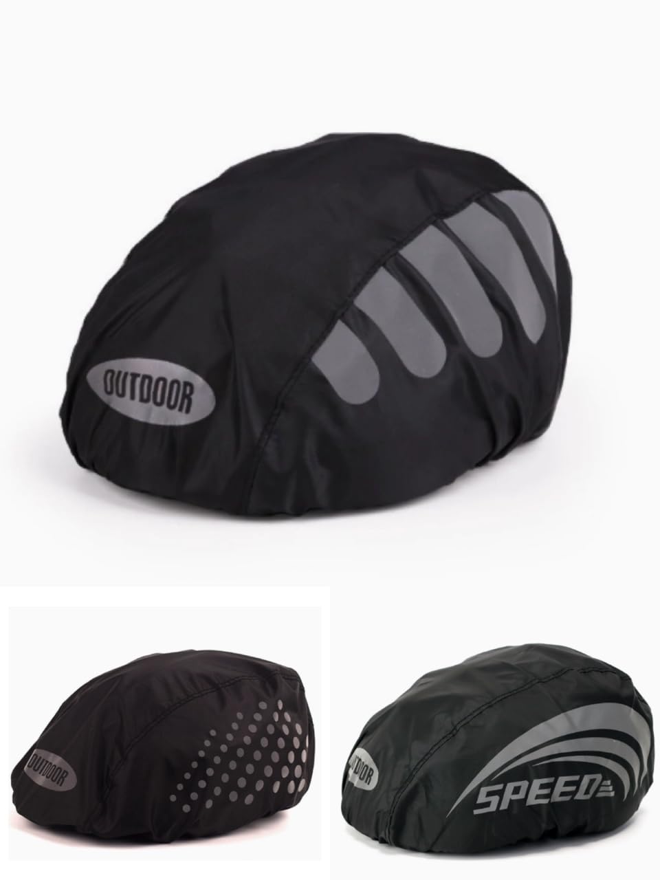 Aohyue 3pcs Waterproof Helmet Rain Cover, Black High Visibility Bike Helmet Rain Cover with Safety Reflective Stripes, Windproof and Dustproof Cycling Helmet Cover for Road Bicycle and Travel (Black)