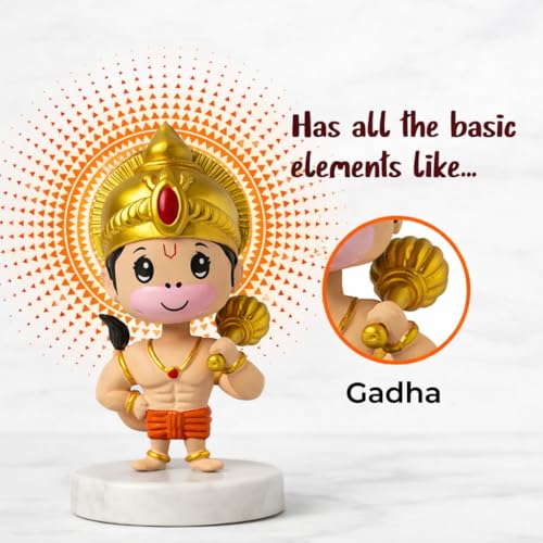 Image of Hanuman Bobble Head Idol for Car Dashboard | Spring Moving Head Hindu God Idol | Decorative Dashboard Idol for Car, Home Temple & Office