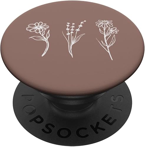 PopSockets PopGrip con diseño floral de postre minimalista, color gris pardo