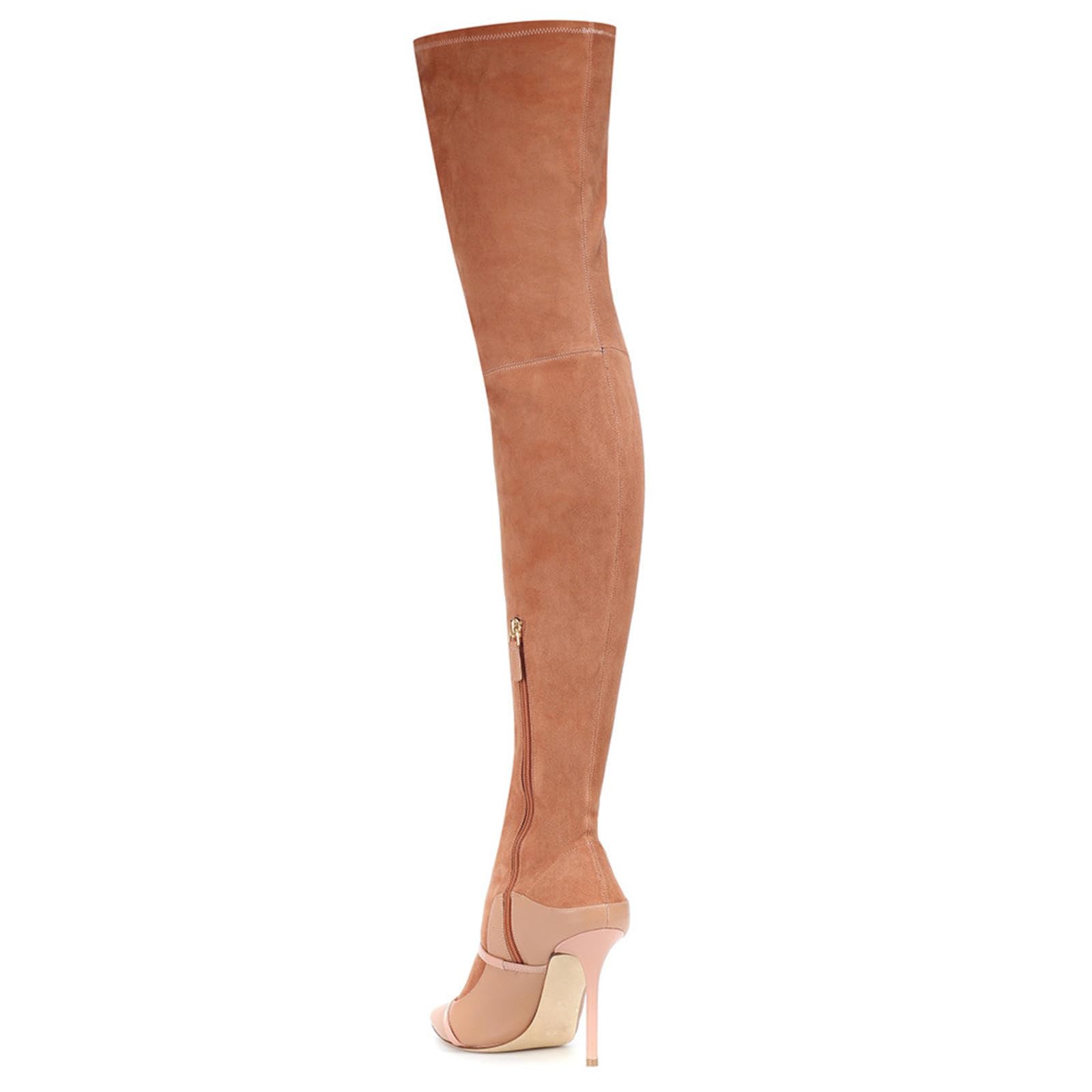 Tacchi Donna Tacchi Alti 13cm Stivali al Ginocchio Patchwork Brown Slim Heeled,Brown-42