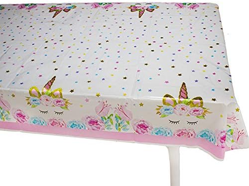 2 Pack Unicorn Table Cover Plastic Table Cloth Disposable Tablecloth for Party Table Decoration