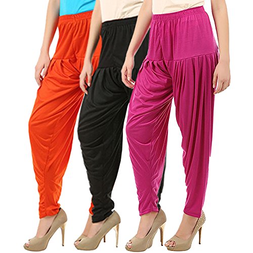 Image of Buy That Trendz Patiyala Pants for Women 3 Combo Patiyala Salwar Harem Viscose Bottoms Pants for Women