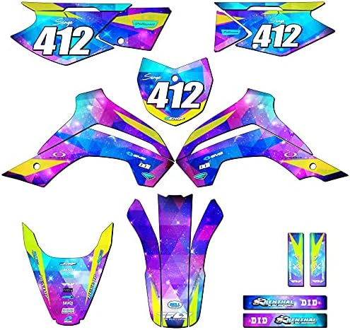 2019-2020 KLX 140 Space KADET Galaxy Senge Graphics Complete Kit with Rider I.D. Compatible with Kawasaki