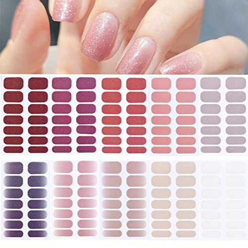 G-J Nail Polish Strips Stickers Elegant Glitter Solid Color Nail Wraps Stickers Self-Adhesive Nail Decals Kit With Nail File As Mother's Day Gifts For Women Mothers Manicure Tips(10 Sheets) #TOP24