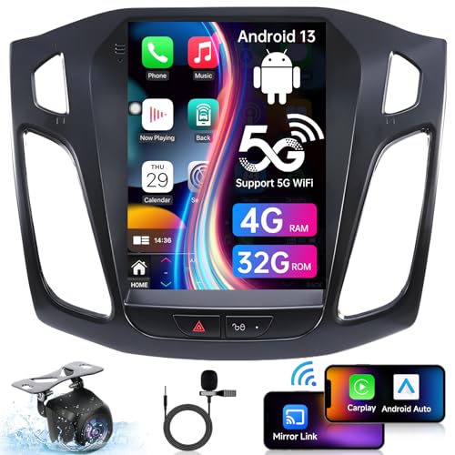 8 Core 4+32G Car Stereo Radio for Ford Focus 2012-2018:10" Android 13 Split-Screen Modes Wireless carplay & Android Auto, 5G WiFi Bluetooth DSP GPS SWC Mirror Link FM &1080P Backup Camera -  Jerqry