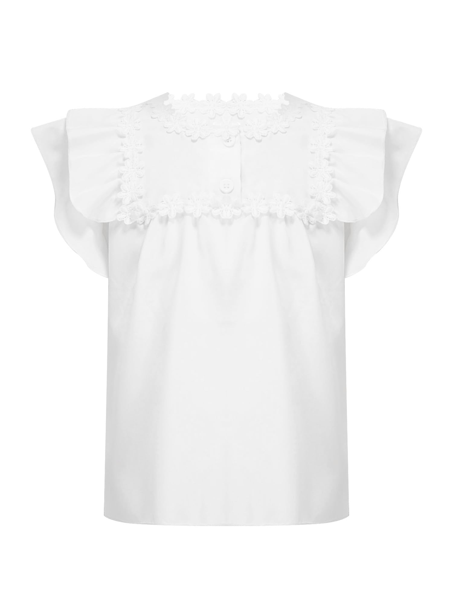 ranrann Camiseta Causal de Verano para Niñas Crop Top con Volantes Camiseta de Color Puro con Mangas Cortas Vacaciones Playa 3-14años