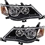 Evan-Fischer Headlight Set Compatible with 2007-2009 Mitsubishi Outlander Left Driver and Right Passenger Side Halogen With bulb(s)