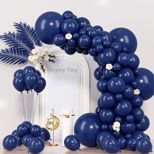 Image of Voircoloria 130pcs Navy Blue Balloons Different Sizes 18 inch 12 inch 10 inch 5 inch Dark Blue Balloons for Birthday Graduation Baby Shower Anniversary New Year Party Holiday Decorations