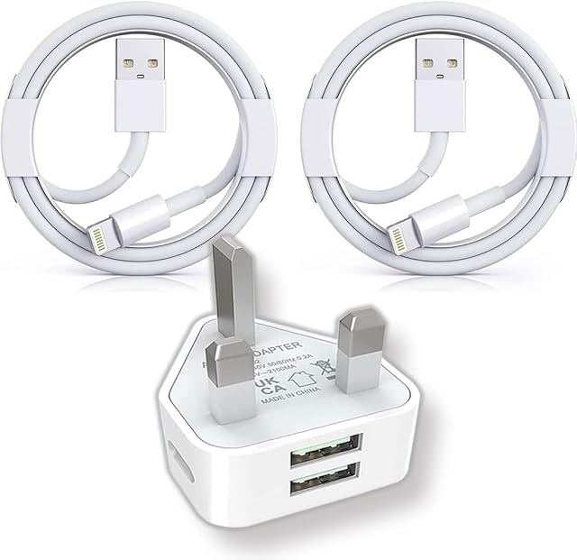 iPhone Charger for iPhone 14 13 12 11 Pro Max Mini X XS XR SE, iPhone 8 7 6 5 Plus, iPad Pro Air Mini, AirPods, 12W 2 USB Port Wall Plug Apple MFI Certified, 2Pack 2M/ 6.6FT Lightning Cable